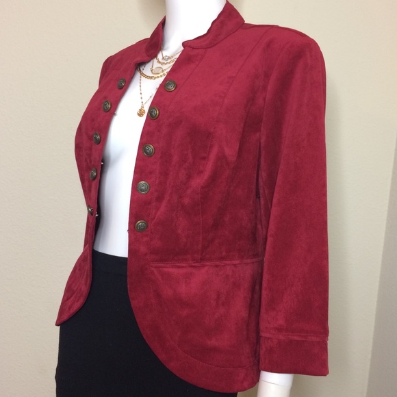 Vintage blazer jacket cropped wine top fitted - Picture 8 of 8